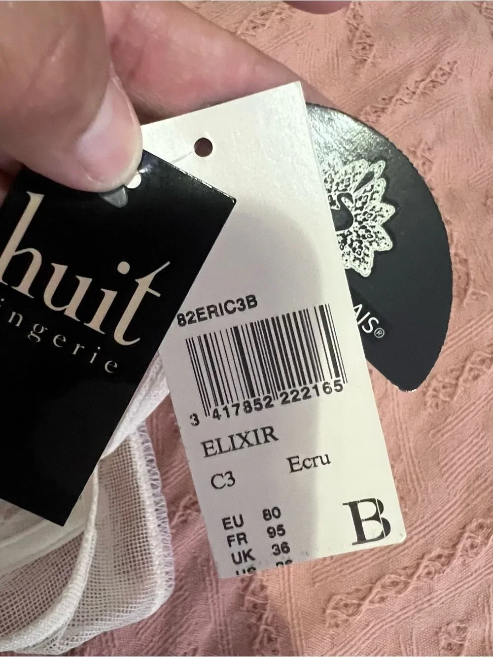 New Huit Cream Lace Mesh Underwire Coquette Bra Sz 36B